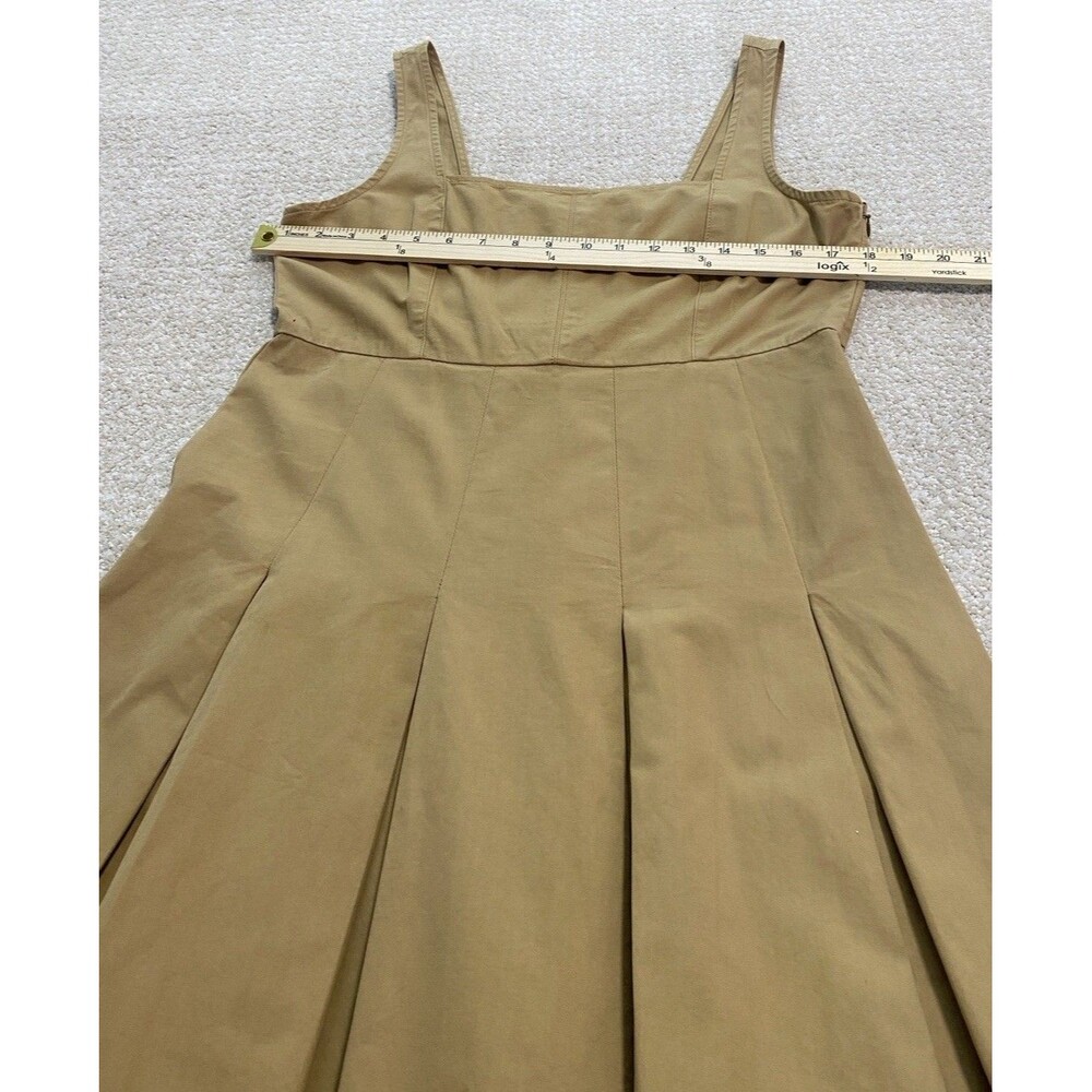 J.CREW Beige Pleated Smocked Square Neck A-Line Cotton Knee Dress Size 10 - Picture 11 of 15